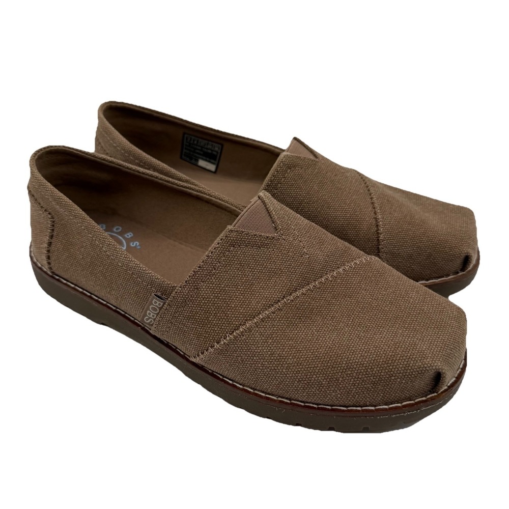 BOBS Skechers Chill Lugs Familiar Turf Shoes Women 7 Taupe Slip On Canvas Loafer